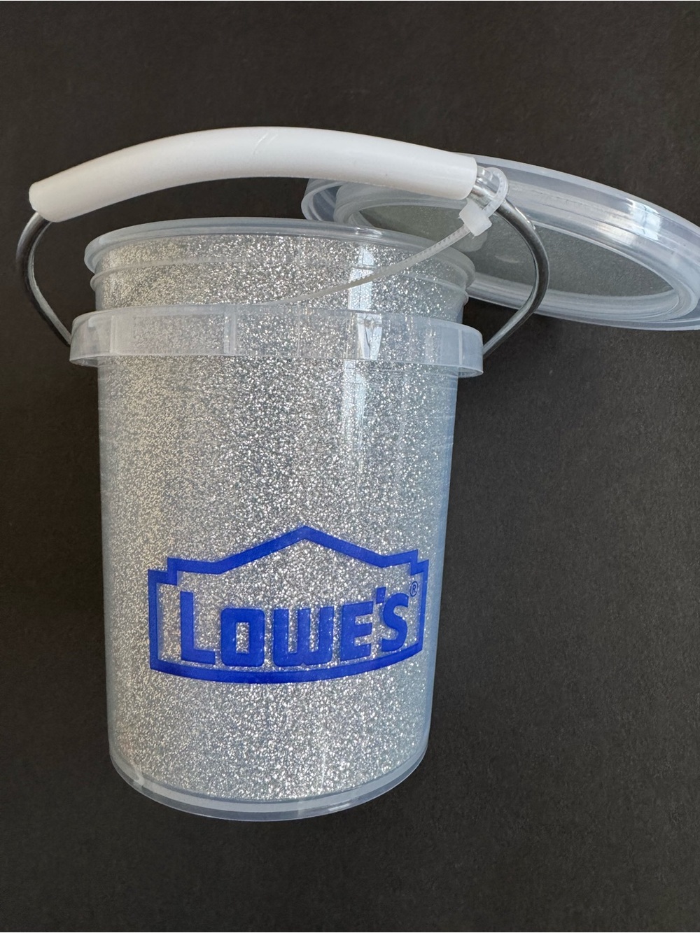 Lowe's 0.4-quart BPA-Free Food-Grade Polypropylene Silver Glitter Mini bucket Li